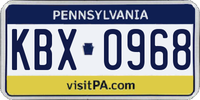 PA license plate KBX0968