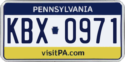 PA license plate KBX0971