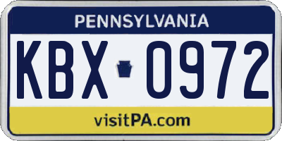 PA license plate KBX0972