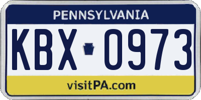 PA license plate KBX0973