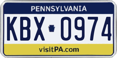 PA license plate KBX0974
