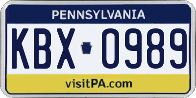 PA license plate KBX0989