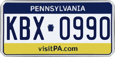 PA license plate KBX0990