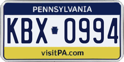 PA license plate KBX0994