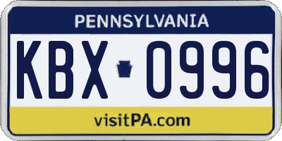 PA license plate KBX0996