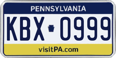 PA license plate KBX0999
