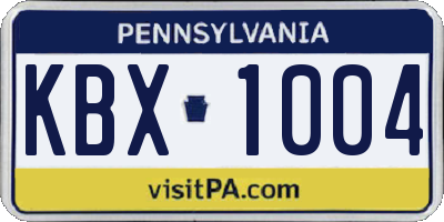 PA license plate KBX1004