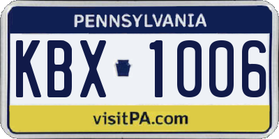 PA license plate KBX1006