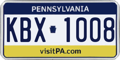 PA license plate KBX1008