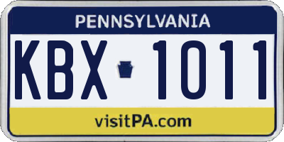 PA license plate KBX1011