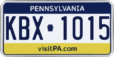 PA license plate KBX1015