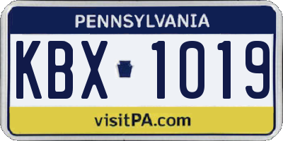 PA license plate KBX1019