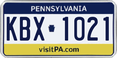 PA license plate KBX1021