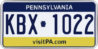 PA license plate KBX1022
