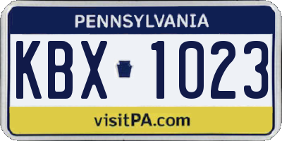 PA license plate KBX1023