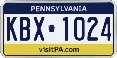 PA license plate KBX1024