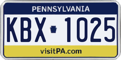PA license plate KBX1025