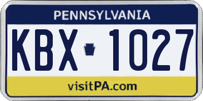 PA license plate KBX1027