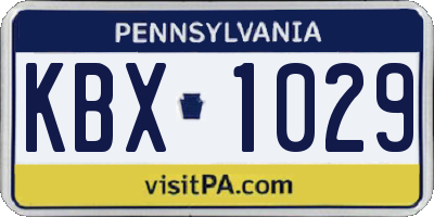 PA license plate KBX1029