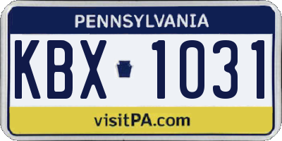 PA license plate KBX1031