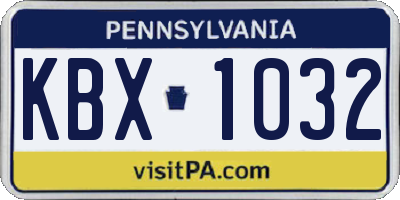 PA license plate KBX1032