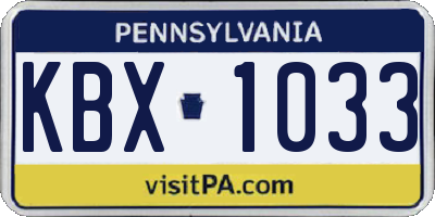PA license plate KBX1033