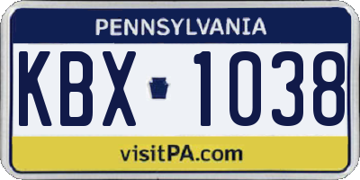 PA license plate KBX1038