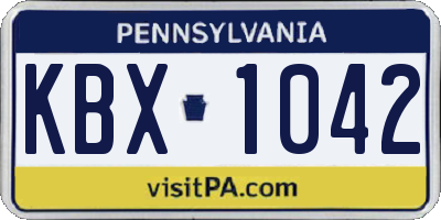 PA license plate KBX1042