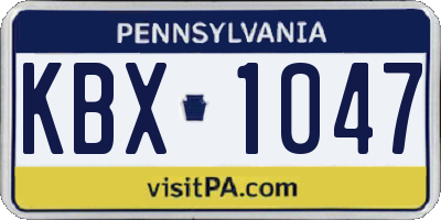 PA license plate KBX1047