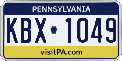 PA license plate KBX1049