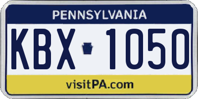 PA license plate KBX1050