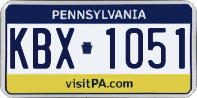PA license plate KBX1051