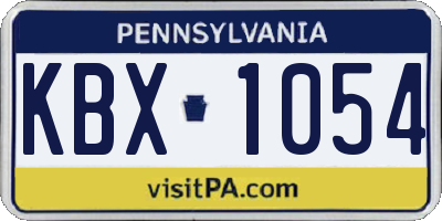 PA license plate KBX1054