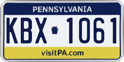 PA license plate KBX1061
