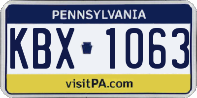 PA license plate KBX1063