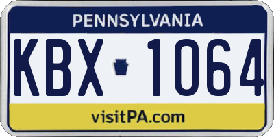 PA license plate KBX1064