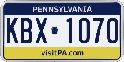 PA license plate KBX1070