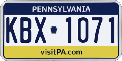 PA license plate KBX1071