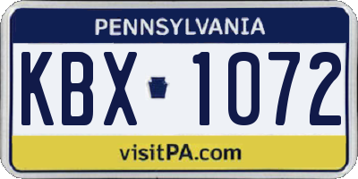 PA license plate KBX1072