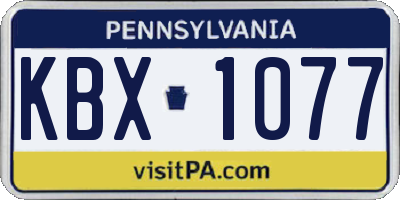PA license plate KBX1077