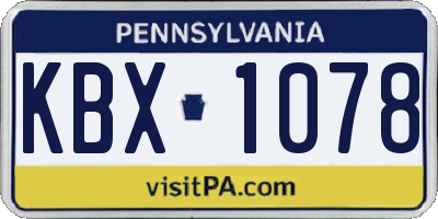 PA license plate KBX1078