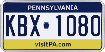PA license plate KBX1080