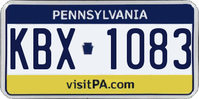 PA license plate KBX1083