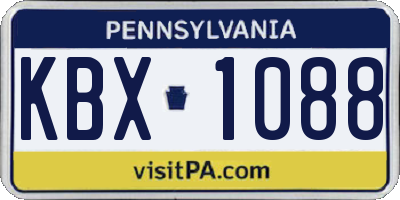 PA license plate KBX1088