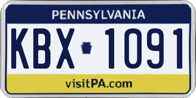 PA license plate KBX1091