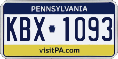 PA license plate KBX1093