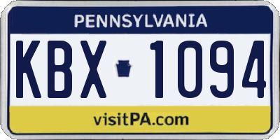 PA license plate KBX1094