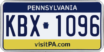 PA license plate KBX1096