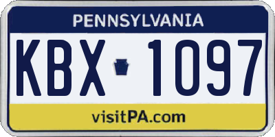 PA license plate KBX1097