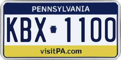 PA license plate KBX1100